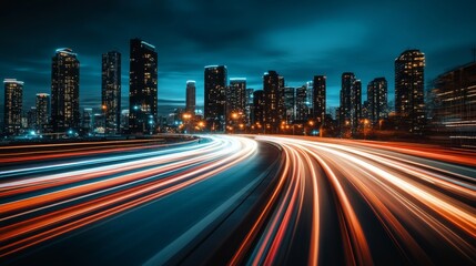 Obraz premium Vibrant City Nightlife with Neon Lights