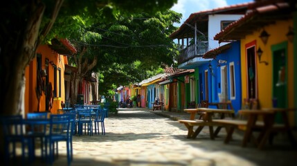 Fototapeta premium Vibrant Colorful Plazas Filled with Life