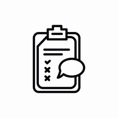 clipboard speech bubble icon vector sign