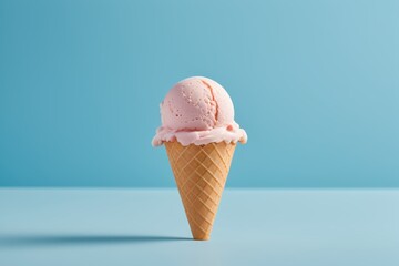 there is a pink ice cream cone with a pink icing on it