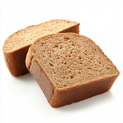 Fresh whole grain bread cut in half isolate on white background