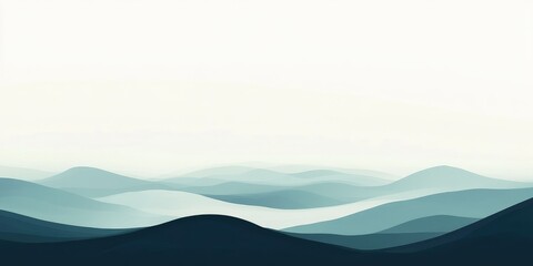 Serene Teal Mountainscape Abstract Art