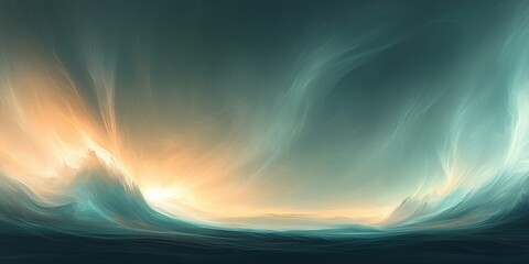 Surreal Teal Gold Landscape Dreamlike Fantasy Art Background
