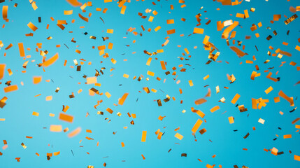 Golden confetti falling from the sky, representing a celebration of success, gold confetti, joyful moment