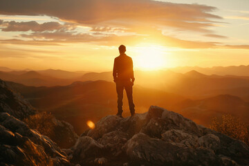 Fototapeta premium A person hiking in a scenic nature location, emphasizing sustainable and mindful travel practices, generative AI