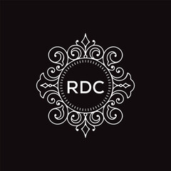 RDC letter logo design with black background in illustrator, vector logo modern alphabet font overlap style. calligraphy designs for logo, Poster, Invitation, etc.	