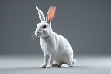 Obraz premium a close up of a white rabbit sitting on a gray surface