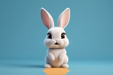 Naklejka premium there is a white rabbit that is sitting on a yellow surface