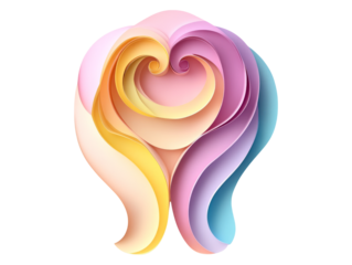 Colorful Heart-Shaped Paper Cutout Design on Transparent Background