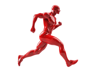 Red Running Man Figure Isolated on Transparent Background for Design