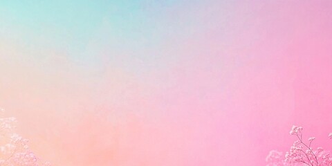 Pastel Pink Blue Sky Background with Delicate Flowers