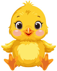 座っている可愛いヒヨコのぬいぐるみイラストアイコン