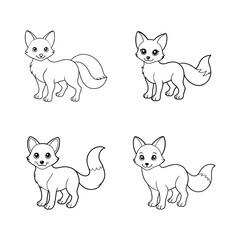 A Fox cub for coloring books line art vector illustration
