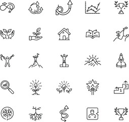 Fototapeta premium Growth, Success, Achievement, Progress, Icons, Strategy, Development, Goals, Vision, Leadership