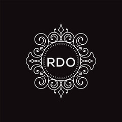 RDO letter logo design with black background in illustrator, vector logo modern alphabet font overlap style. calligraphy designs for logo, Poster, Invitation, etc.	