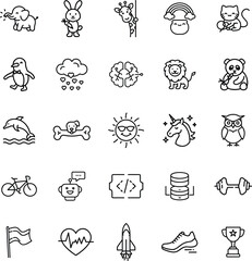 Cute Animal Icons, Coding, Fitness, and Nature Symbols