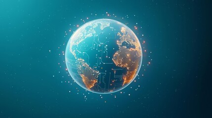 Obraz premium A digitally rendered globe illustrating global connectivity and networks.