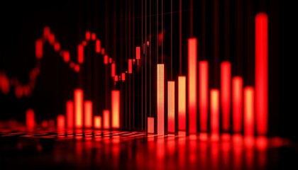 Financial Market Growth Chart Glowing Red Business Background With Upward Trend Trajectory