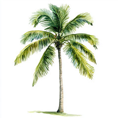 coconut tree watercolor isolated on white background