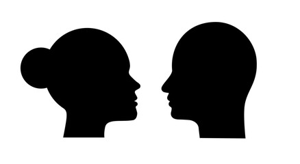 Silhouettes of the heads of a man and a woman.