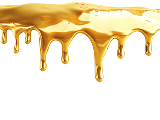 Dripping Gold Ink Isolated on Transparent Background for Design