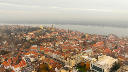 Aerial view of Zemun old town in Belgrade, Serbia
A scenic panoramic observation of Belgrade's cityscape, with its picturesque houses and historic churches lining the banks of the Danube River.