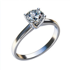 diamond engagement ring 3d render icon isolated on white background background