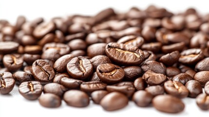 High Contrast Coffee Beans on Soft White Background