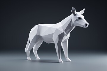 a close up of a dog standing on a gray surface