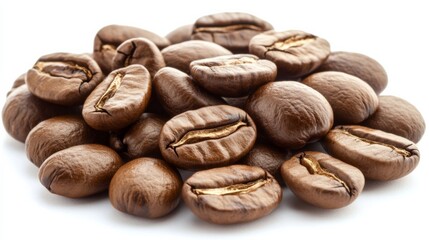 Naklejka premium High Contrast Coffee Beans on White Background