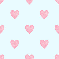 heart. Watercolor seamless pattern in pastel colors for textile and paper. Cute watercolor illustration for Valentine's Day
