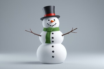 Fototapeta premium there is a snowman with a top hat and scarf on