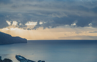 Sunrise over the Atlantic ocean in Funchal, Madeira