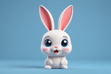 Obraz premium a close up of a white rabbit with blue eyes and a pink nose