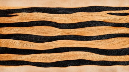 Abstract Pattern of Orange and Black Stripes on Soft Fur Surface