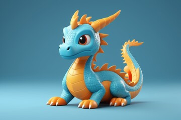 Fototapeta premium a close up of a toy dragon sitting on a blue surface