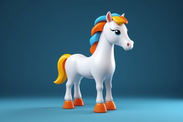a close up of a toy horse with a blue background