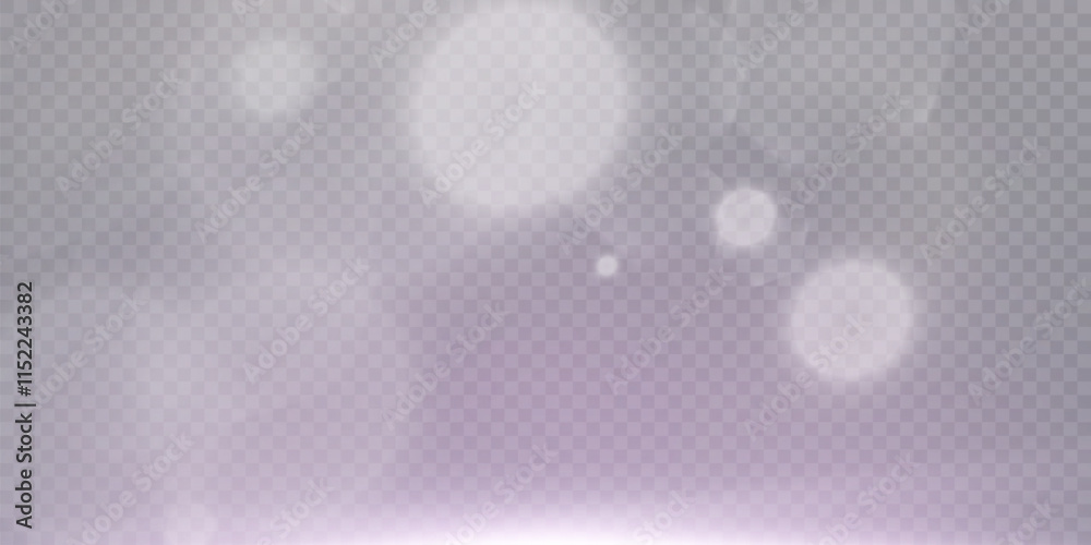 Leinwandbilder Glowing bokeh effect and shimmering highlights with bright particles, vibrant light effect isolated on transparent background for backgrounds and overlays in illustrations and web design. Vector