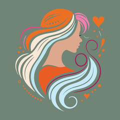 Stylish Vector of Woman Relaxing in Romantic Style Artwork