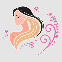 Stylish Vector of Woman Relaxing in Romantic Style Artwork