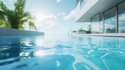 Fototapeta premium Blue water surface in swimming pool
