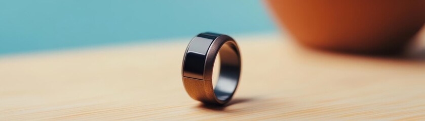 Close-up of a wearable ring device processing a payment, innovative accessory