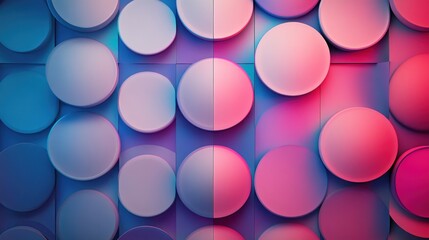 A vibrant abstract composition of circular shapes in contrasting colors and gradients.