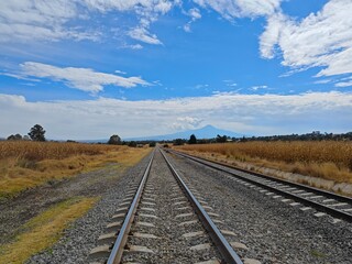 Fototapeta premium Railroad tracks and landscape