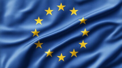European Union Flag Fluttering A Detailed Vector Illustration of Unity and Cooperation