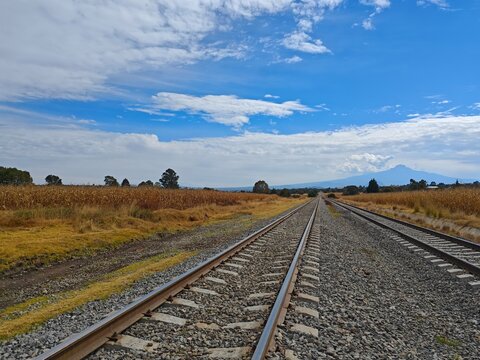 railroad tracks in the countryside
