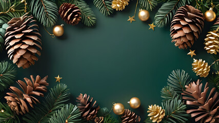 Naklejka premium Christmas and New Year banner, golden stars