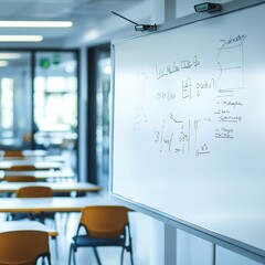 Fototapeta premium whiteboard with psychological learning theories written on it set in soft blurred classroom background