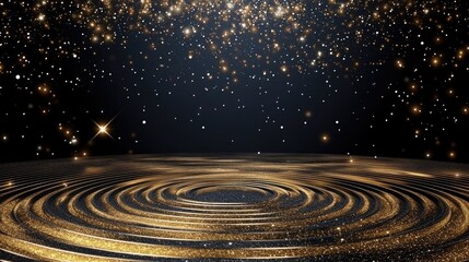 Fototapeta premium Enjoy the enchanting glow of golden glitter lights creating a luxurious atmosphere perfect for Christmas and New Year festivities