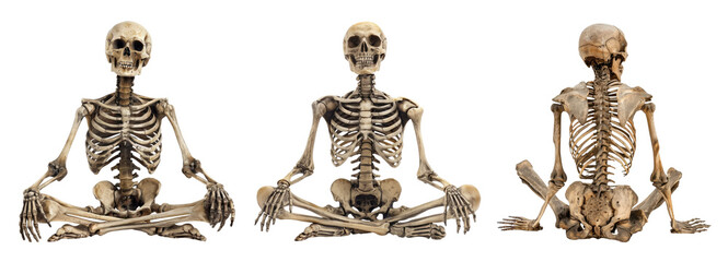 Sitting skeleton on a transparent background illustration